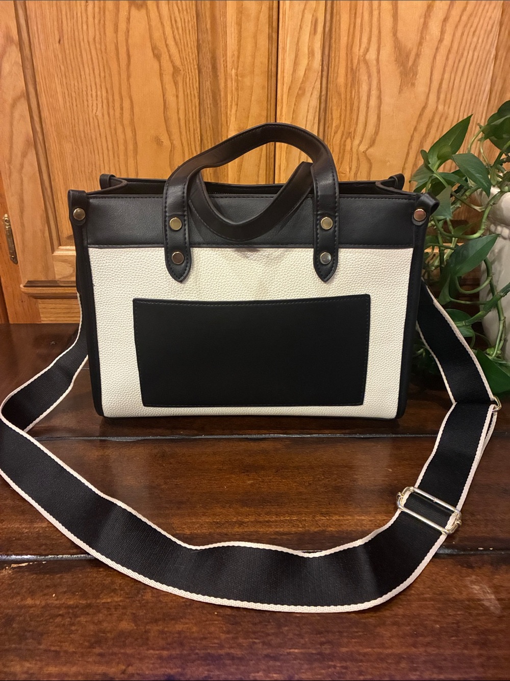 Classic Black & White Satchel Tote